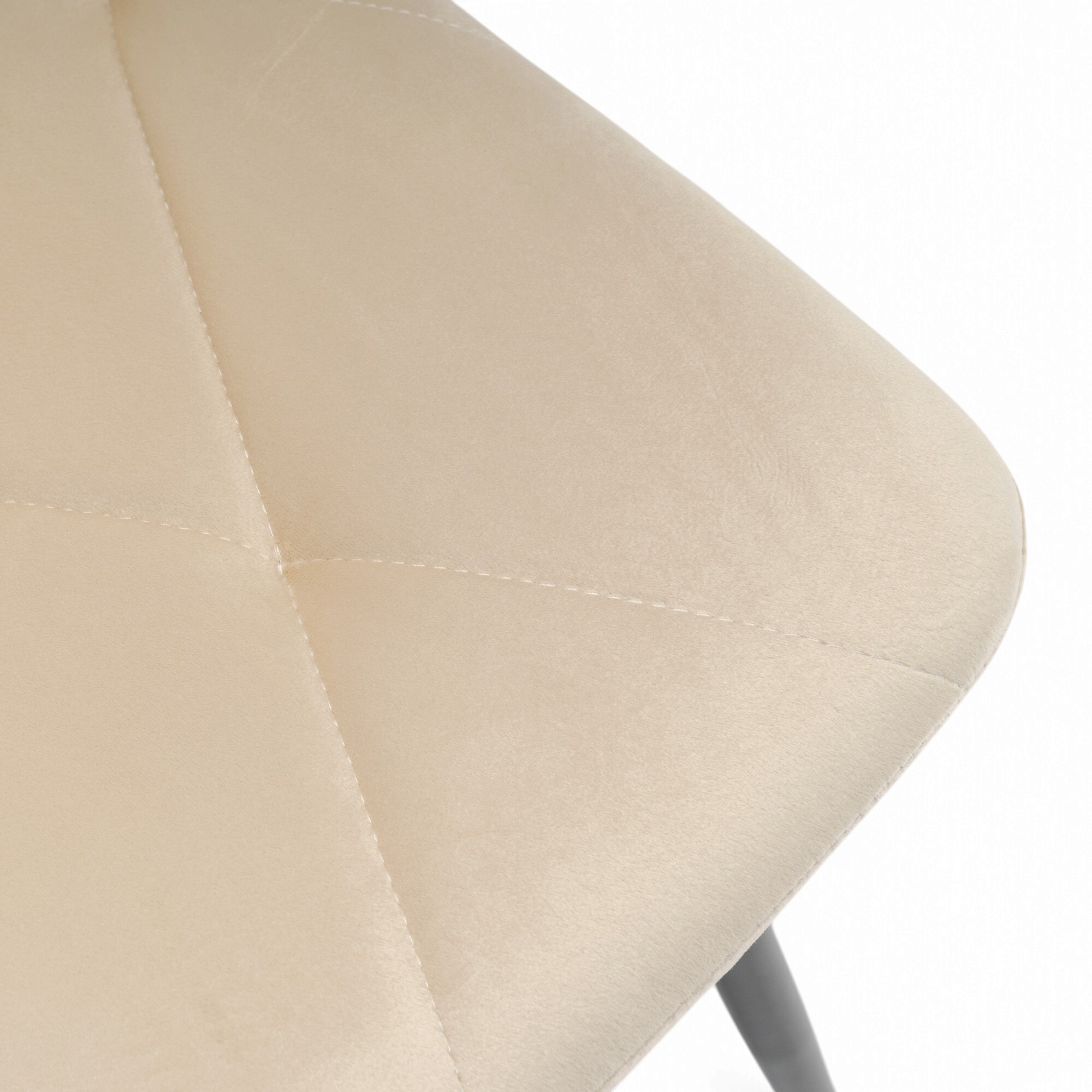 Set di 4 sedie CUENCA in tessuto effetto velluto beige e gambe nere