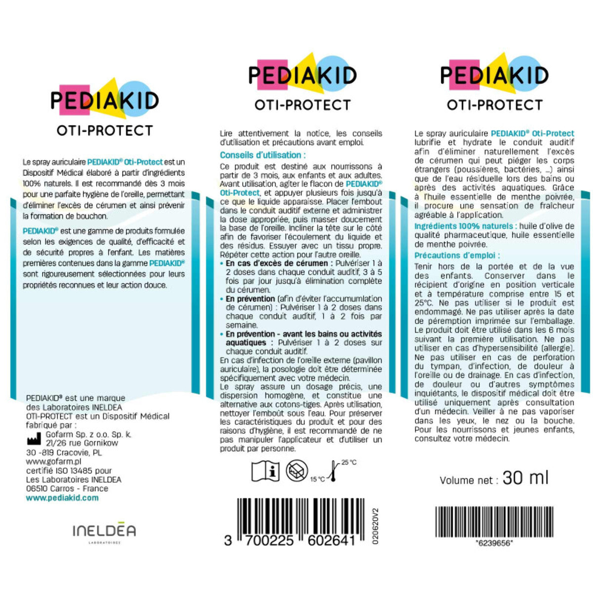 PEDIAKID - Oti-Protect - Spray Auriculaire - Hygiène de l'Oreille - Dès 3 Mois - Aide à Éliminer l'Excès de Cérumen - Prévient la Formation de Bouchons - Dispositif Médical - Lot de 3 Sprays