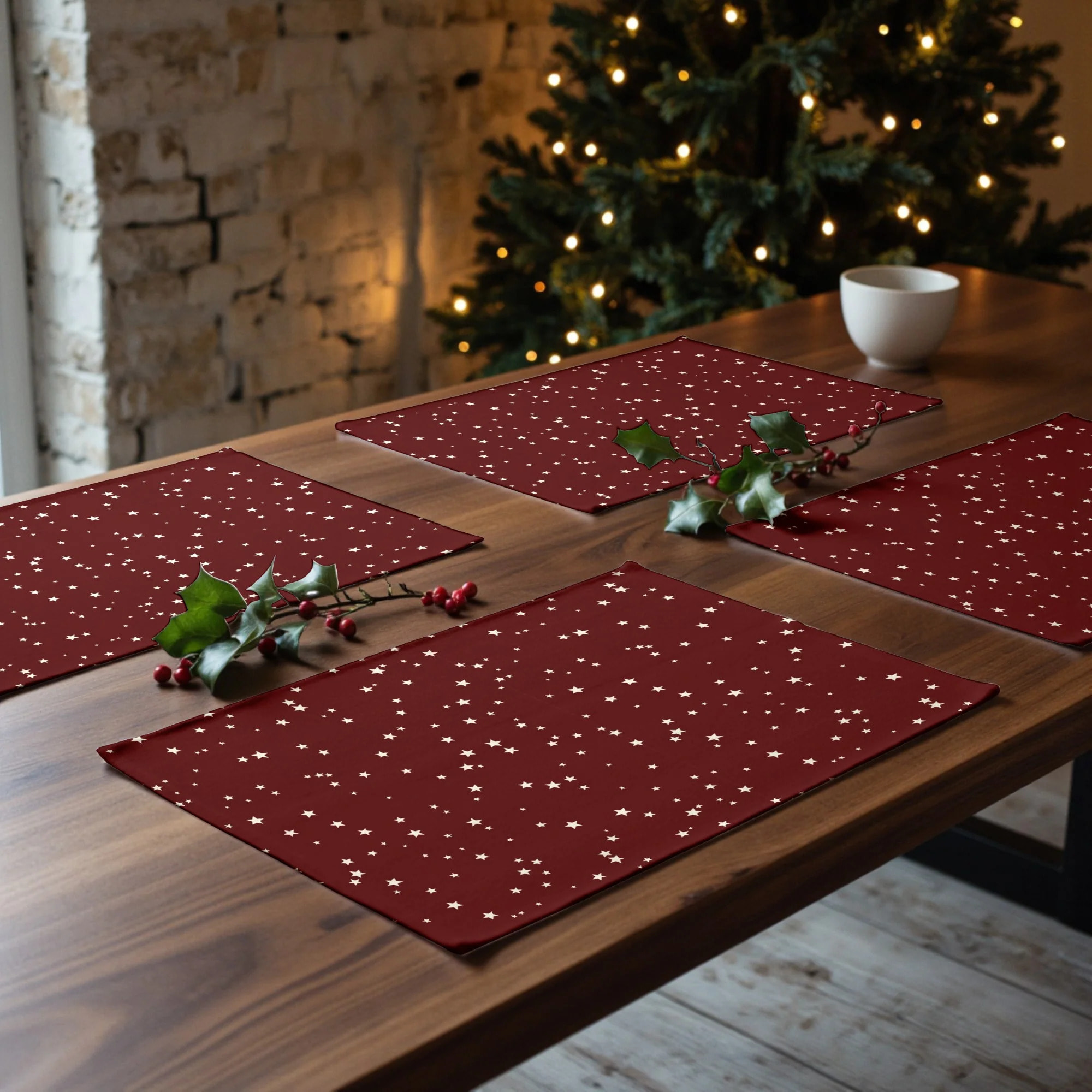 Lot de 2 sets de table anti-taches Merry Christmas 23 negativo