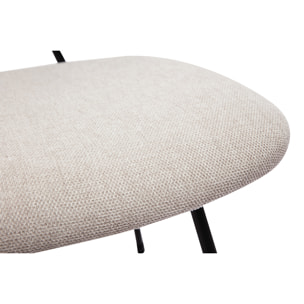 Chaises design en tissu effet velours texturé beige et métal noir (lot de 2) BARNET