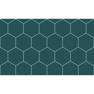 Sticker Sol avec laminat de Protection en Plastique Anti-dérapant | Stickers adhésif Sol - CARRELAGES HEXAGONES BLEU CANARD - 1 sticker