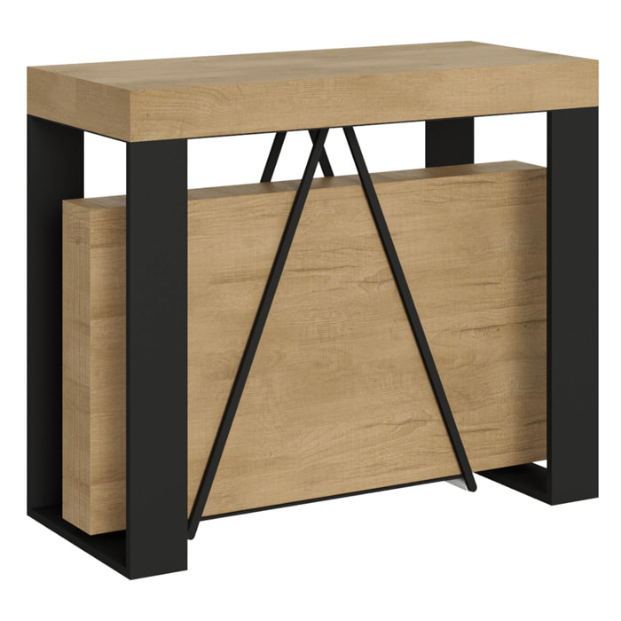 Consolle allungabile 90x40/300cm Zamat quercia natura telaio antracite