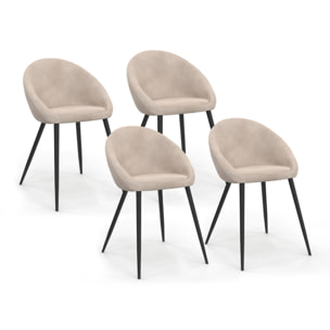 Chaises Dory en velours taupe et pieds métal noirs - lot de 4