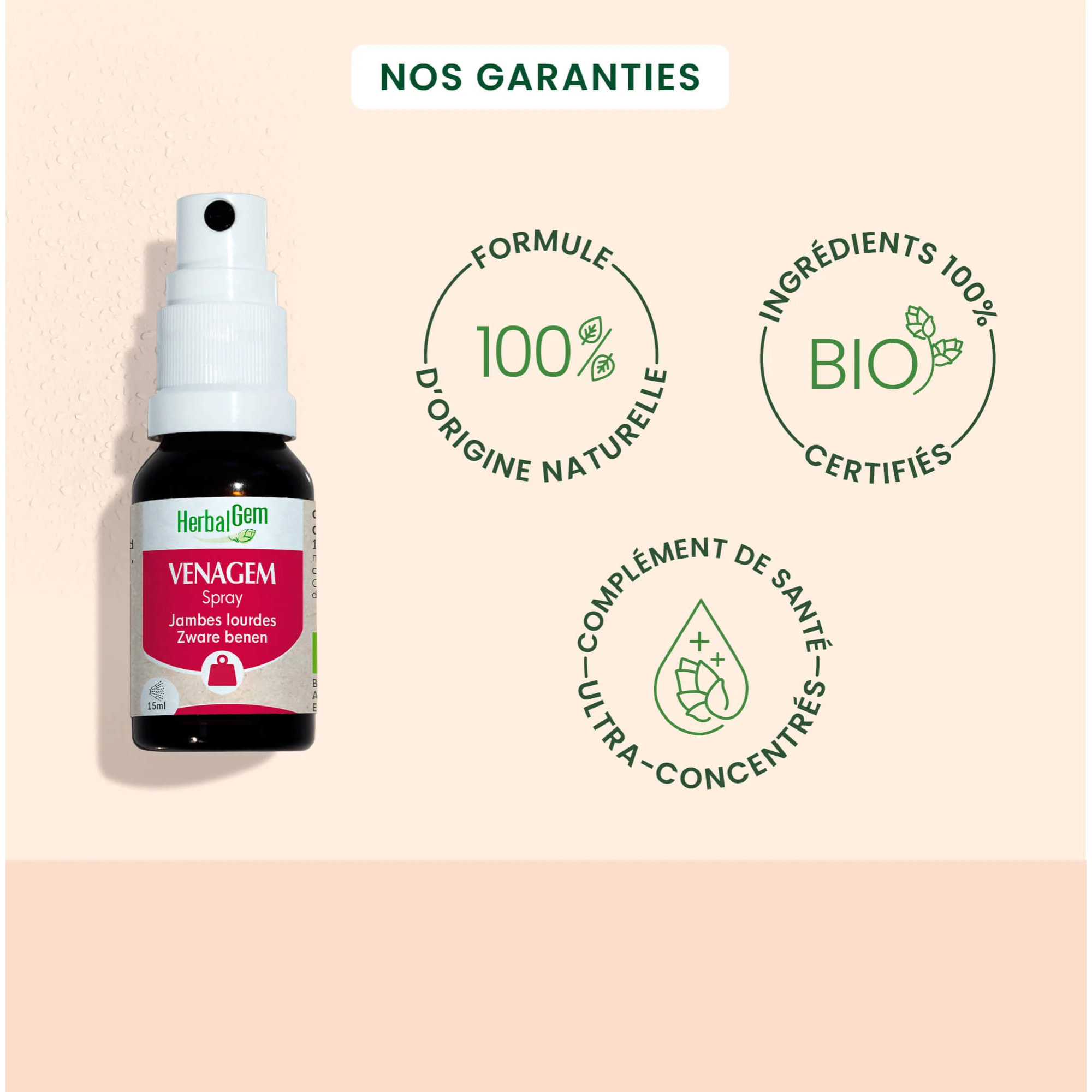 Herbalgem- VenaGem spray jambes lourdes - Bio - 15 ml