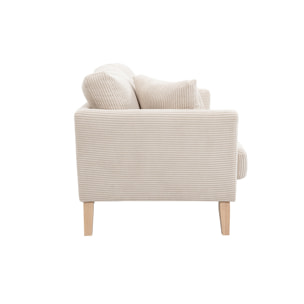 Canapé scandinave déhoussable 2 places en tissu velours côtelé et bois clair OSLO