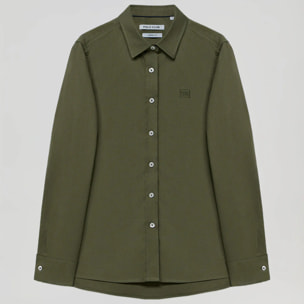 Camisa oxford verde militar con logo bordado