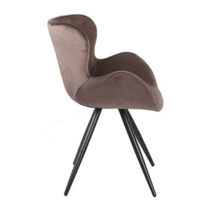 Chaise en velours avec piètement en métal noir - 7 coloris - LILOU