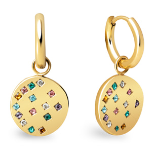 Orecchino Bling Rainbow in Acciaio Placcato Oro