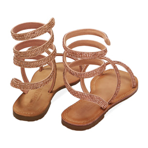 Sandalias nude con pedrería