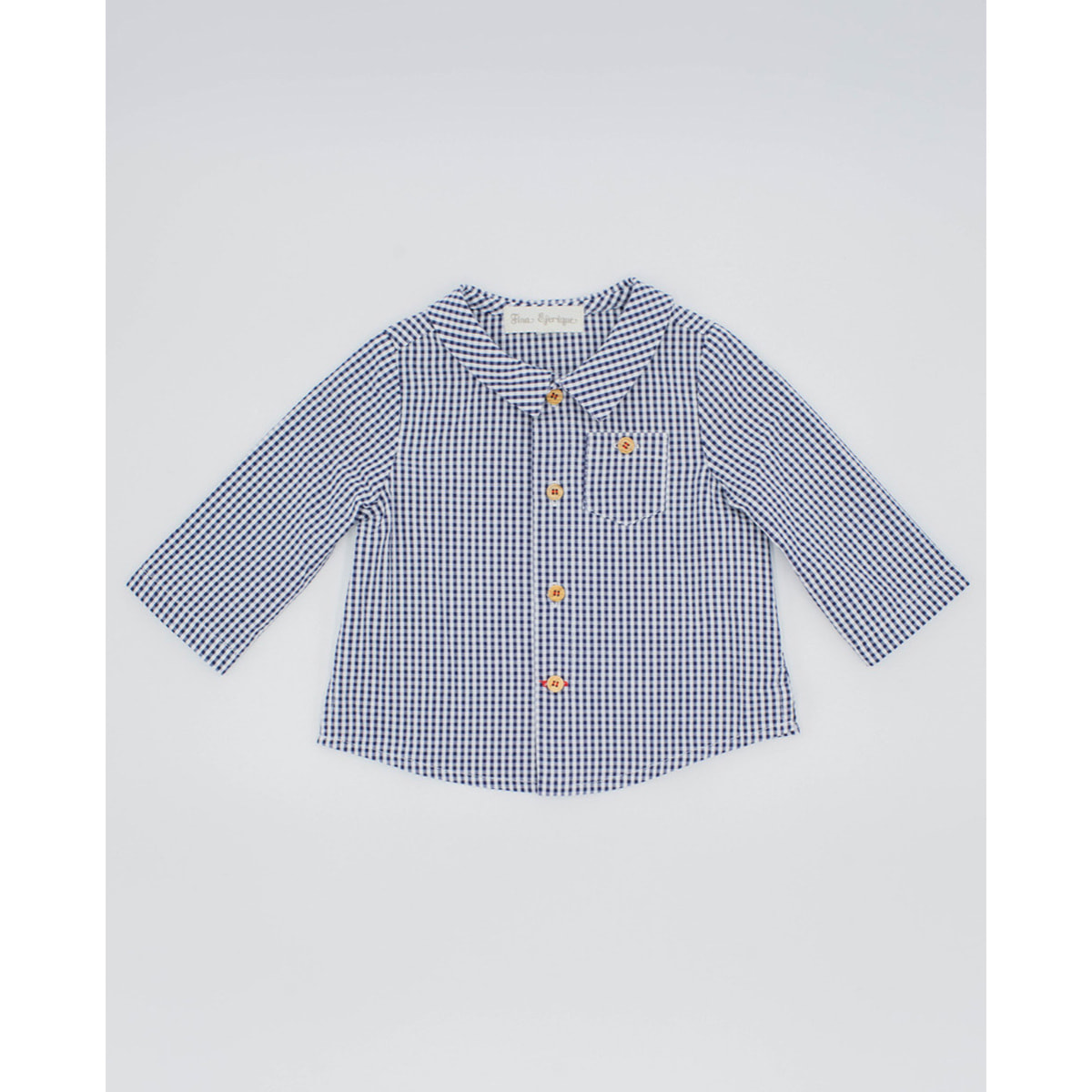 CAMISA CUADRO VICHY MARINO DETALLES ROJOS