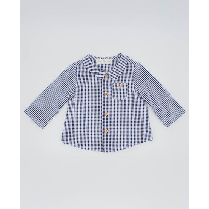 CAMISA CUADRO VICHY MARINO DETALLES ROJOS