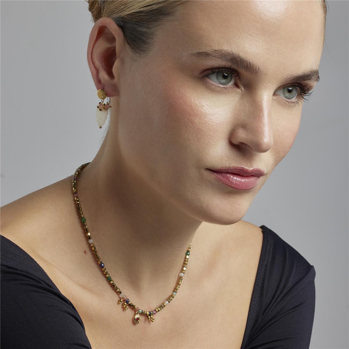 Collar con Cristal Multicolor acabado oro 18k