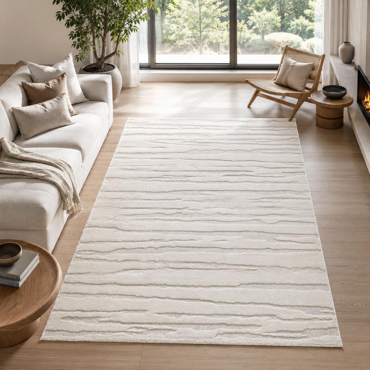 Tapis Tegi en relief avec motif simple et effet faux-uni
