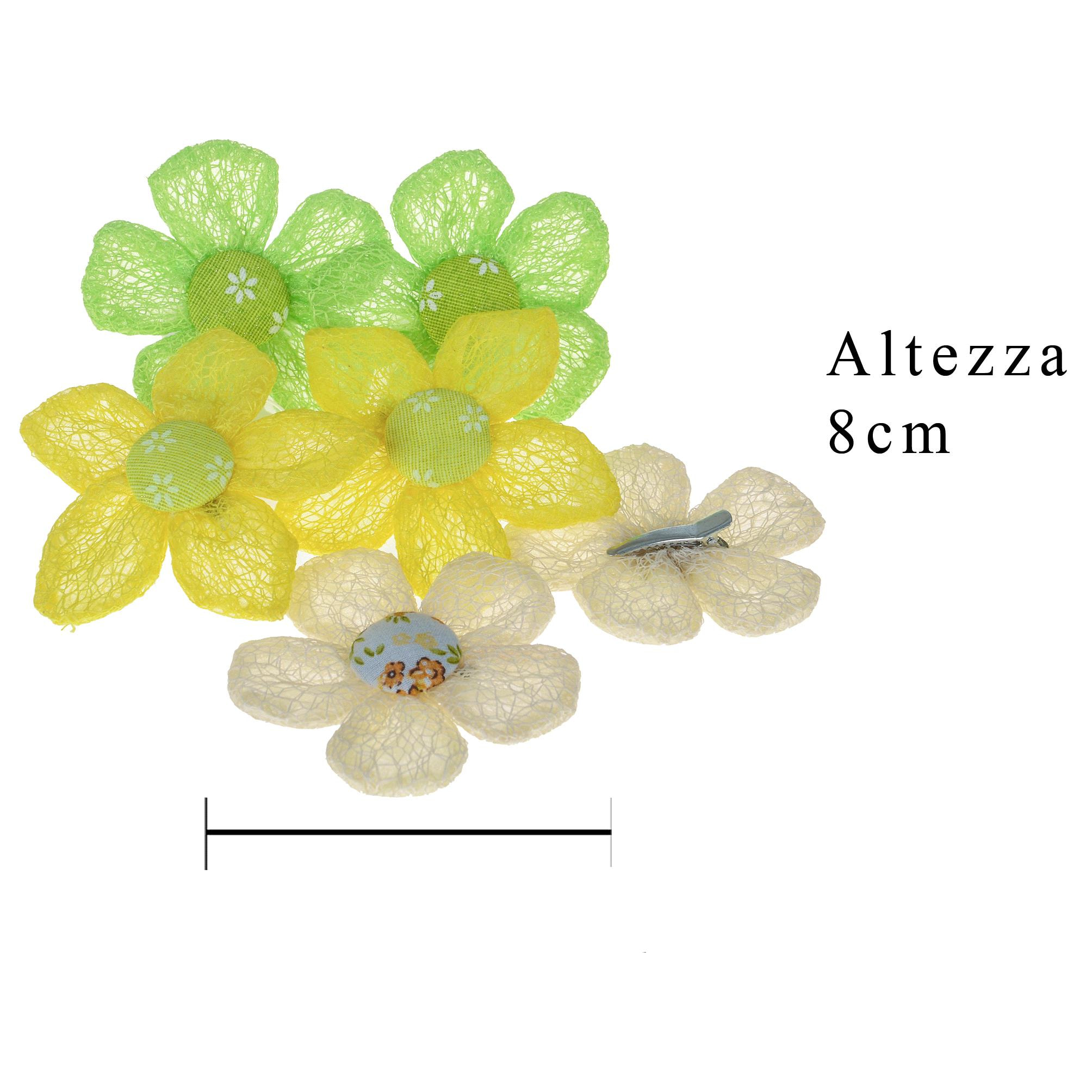 Fiore Con Molletta Assortita. Altezza 8 Cm - Pezzi 12 - 16X26X1cm - Colore: Incolore - Bianchi Dino - Mollette, Adesivi E Gancini