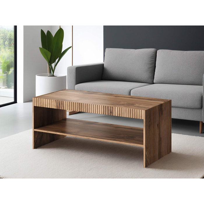 Come - table basse - effet bois - 1 niche - 120 cm - Bois