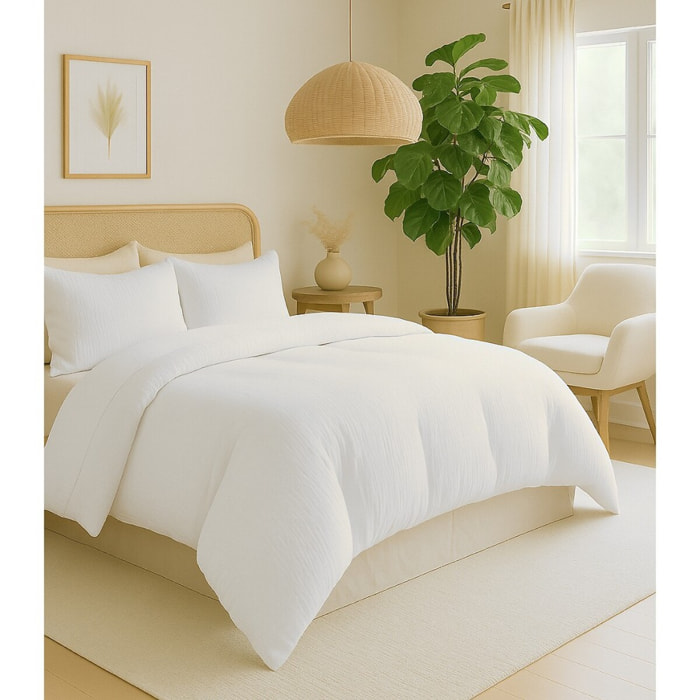 Parure Housse De Couette 3pcs 100% gaze De Coton Blanc