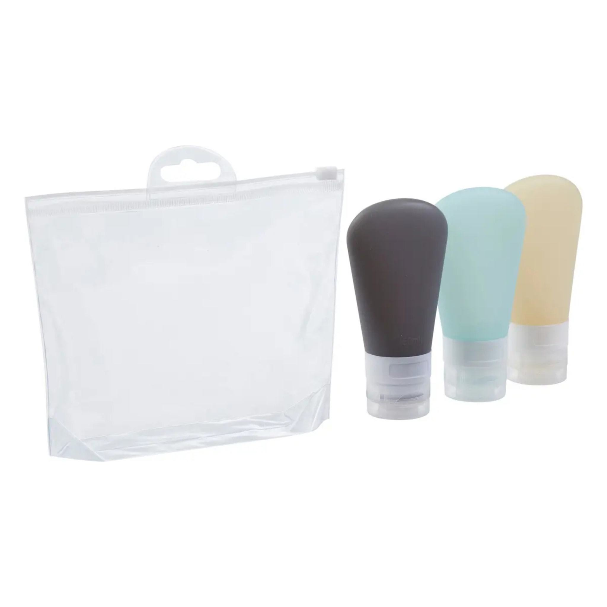 3 tubes en silicone avec trousse de rangement bleu 60ml