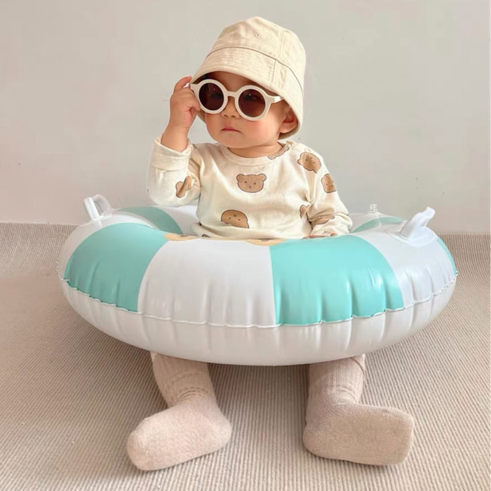 DAM Flotador infantil redondo con asas, 60 cm. 60x60x20 Cm. Color: Blanco