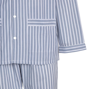 PIGIAMA UOMO in cotone righe bianche e blu