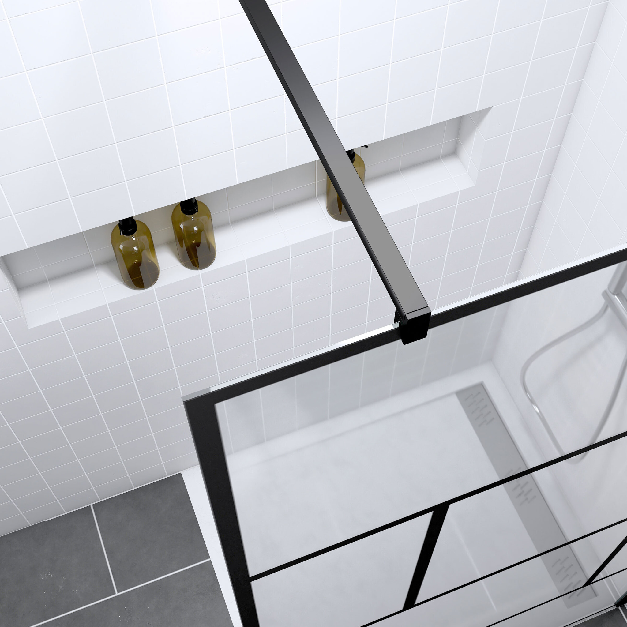 Pack Paroi de douche 120x195 cm + RECEVEUR EN ACRYLIQUE BLANC EFFET PIERRE 120X90