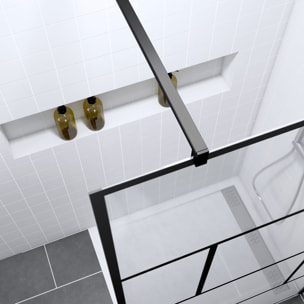 Pack Paroi de douche 120x195 cm + RECEVEUR EN ACRYLIQUE BLANC EFFET PIERRE 120X90