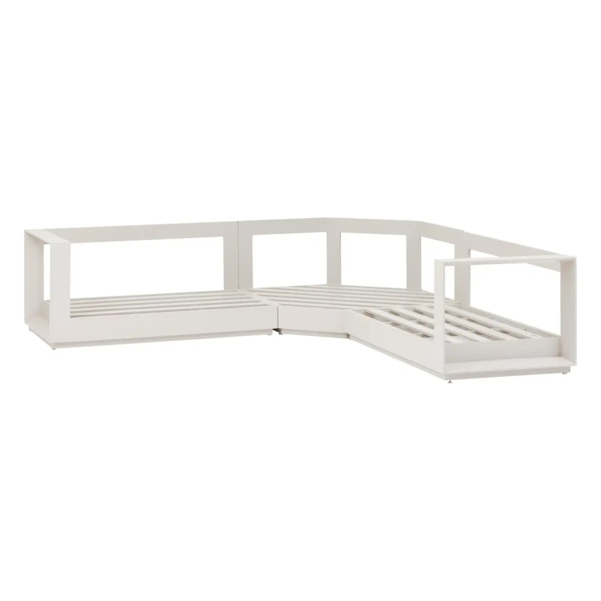 Salon d'angle de jardin "Allure" avoine 5 places en aluminium et polyester