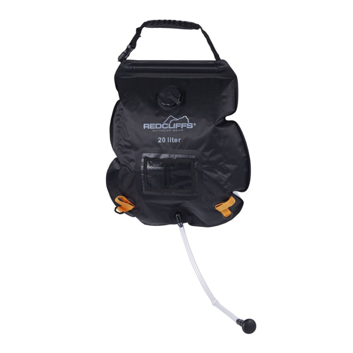 Ducha solar camping 20l con pulverizador - bolsa de agua portátil 2 capas, ducha exterior de 50x47 cm en color negro