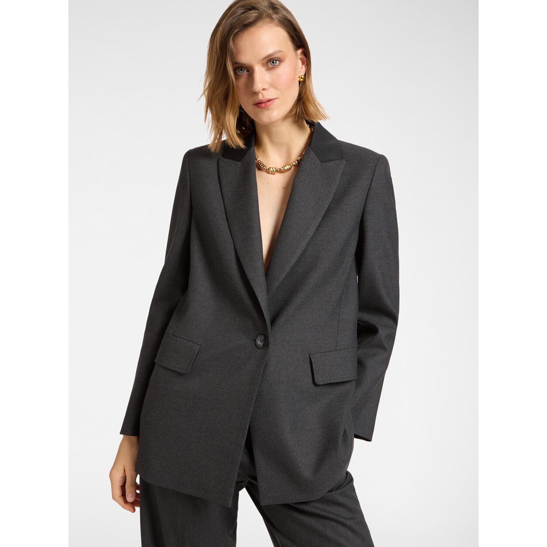 Elena Mirò - Blazer de franela de gran tamaño - Gris