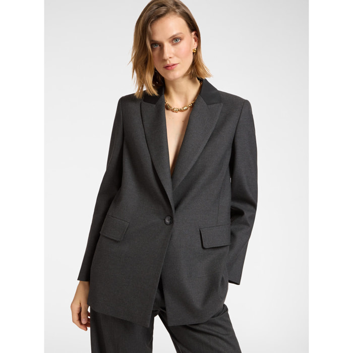 Elena Mirò - Blazer de franela de gran tamaño - Gris
