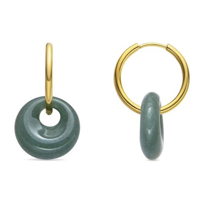 Pendientes con Jade Verde acabado oro 18k