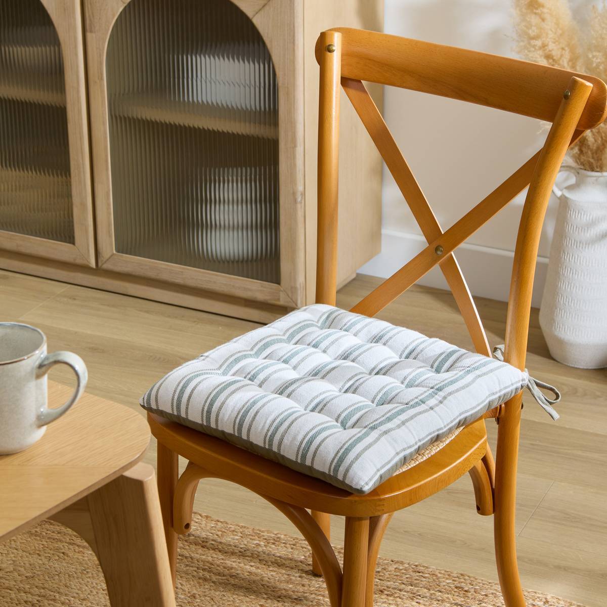 Galette de chaise Groove 38x38cm rayée vert