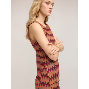 Motivi - Top de punto con estampado chevron - Naranja sol