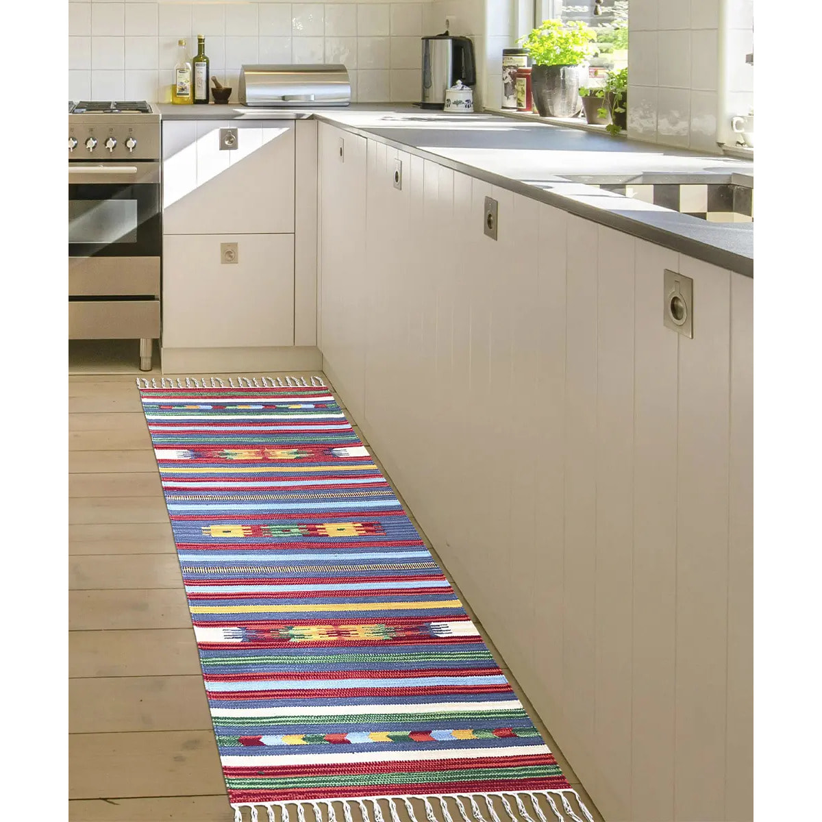 Tappeto kilim multiuso 100% cotone lavabile Tappeto salotto, soggiorno, camera da letto