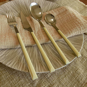 Lot de 6 cuillères de table crème en acier inoxydable  COLORAMA