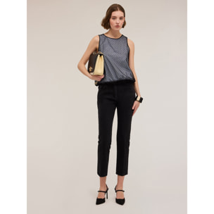 Motivi - Top de popelina a rayas y tul plumeti - Light - blue