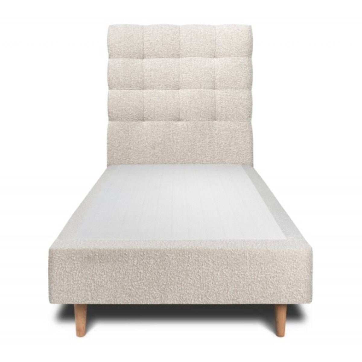 Lit avec tête de lit capitonnée bouclette et sommier tapissier Ep20