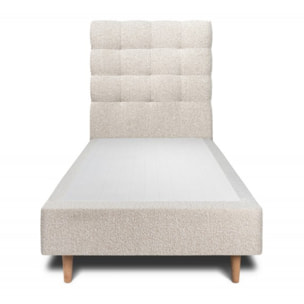 Lit avec tête de lit capitonnée bouclette et sommier tapissier Ep20