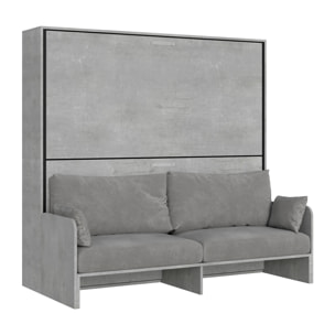 Lit escamotable horizontal superposé 2 couchages 85 Kando Sofà avec matelas Gris Béton - ALESSIA 20