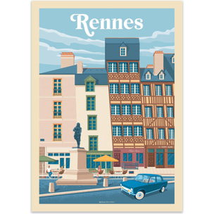 Affiche - Rennes - Olahoop Travel Posters