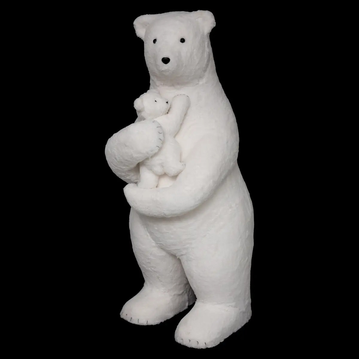 Décoration polyfoam ours + bébé H150cm blanc