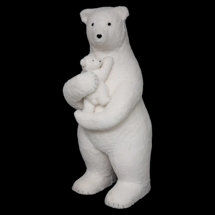 Décoration polyfoam ours + bébé H150cm blanc