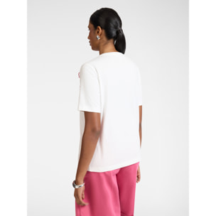 Elena Mirò - Camiseta de algodón con bordados florales - Blanco