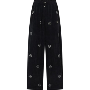 PHILIPP PLEIN Chenille Skater Fit Tracksuit Pants Monogram Strass