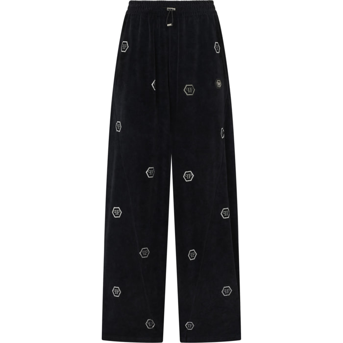 PHILIPP PLEIN Chenille Skater Fit Tracksuit Pants Monogram Strass