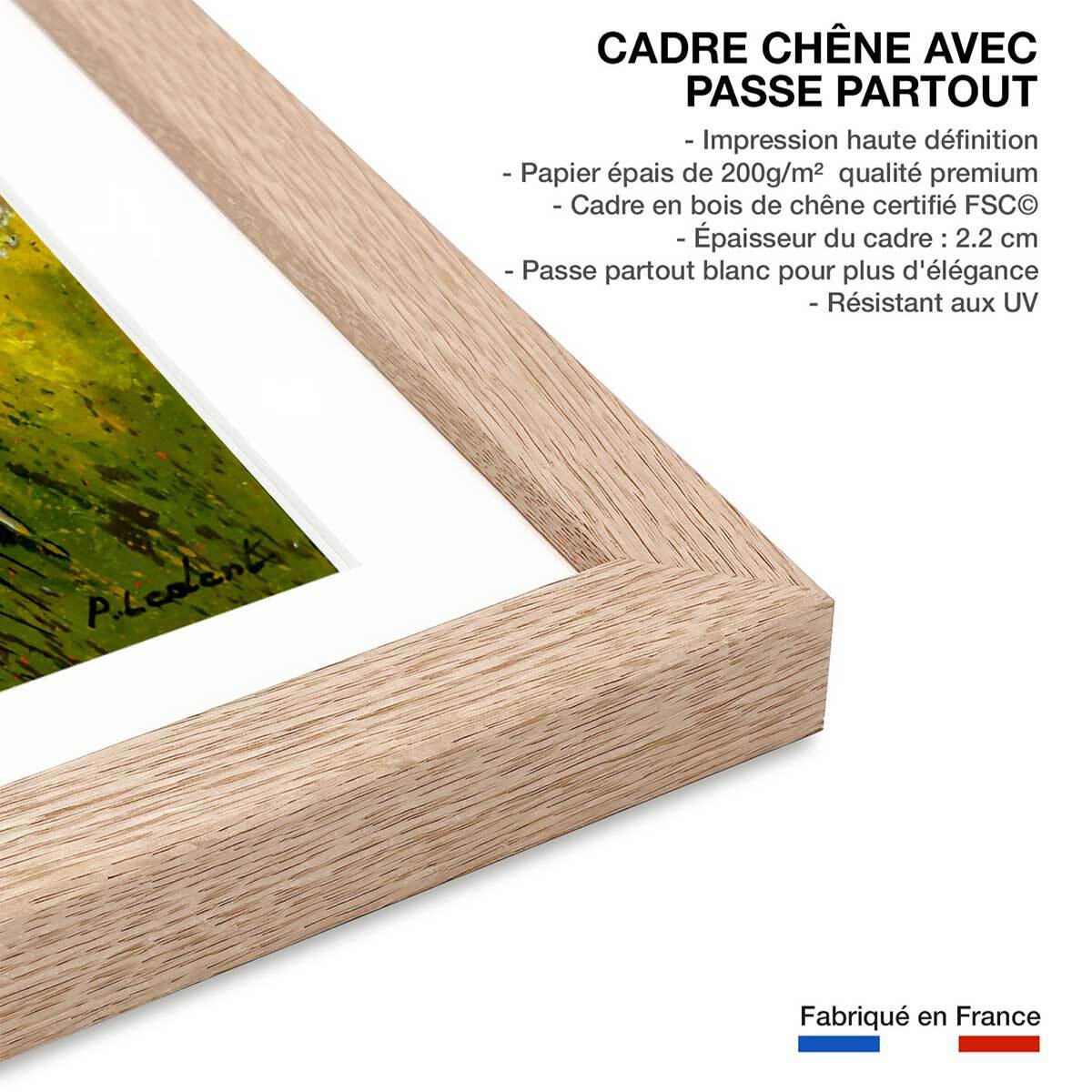 Affiche  bouleaux et coquelicots Affiche + cadre en bois - Chêne