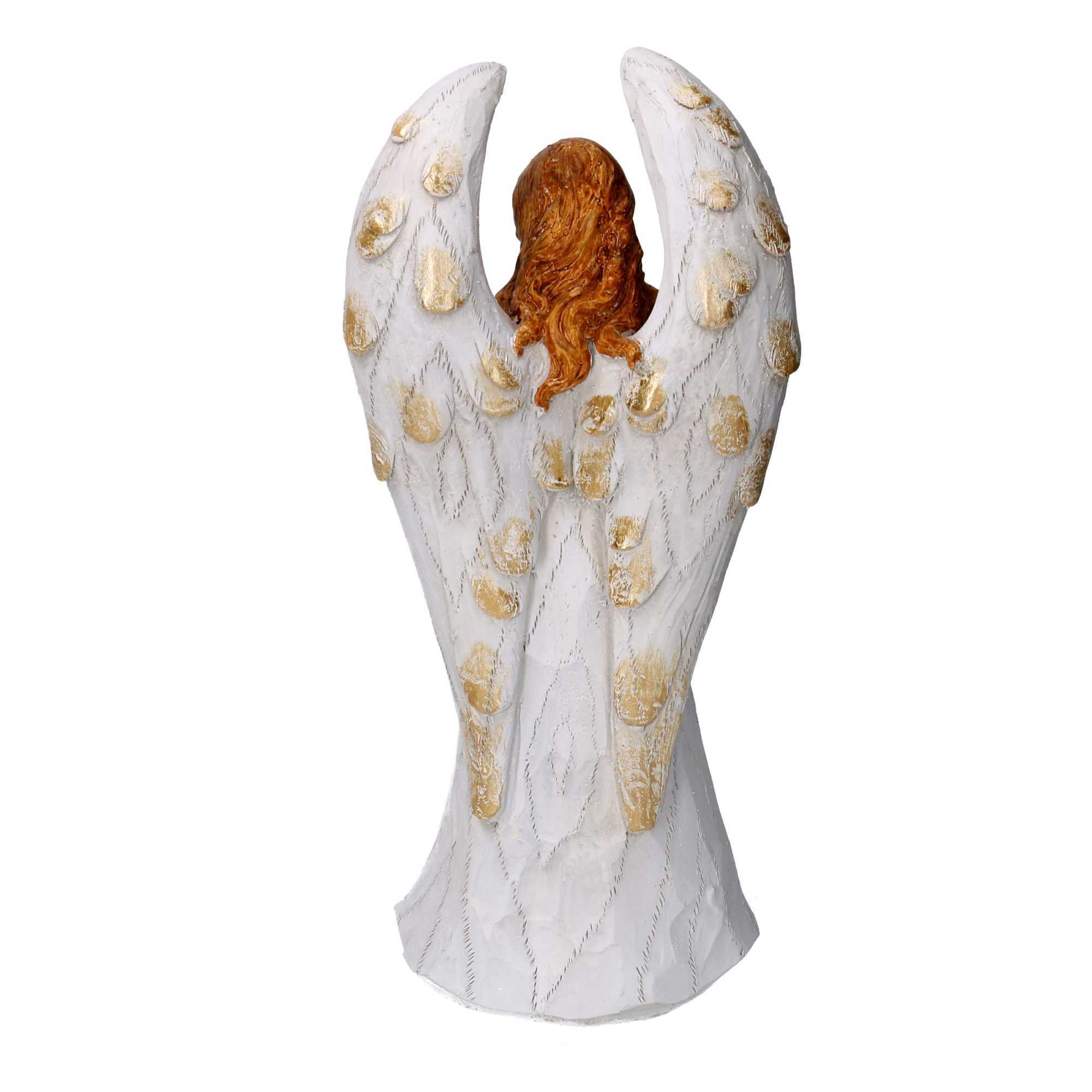 Angelo in resina oro con led cm14,5x14,5h31