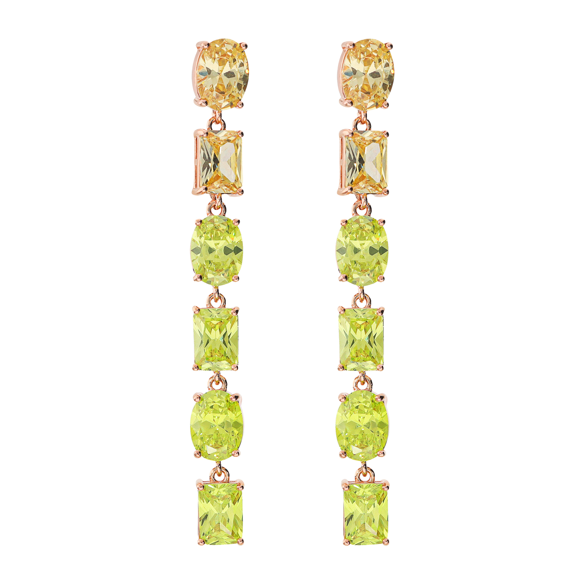 Orecchini Pendenti con Cubic Zirconia Verdi Effetto Degradé