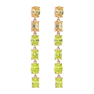 Orecchini Pendenti con Cubic Zirconia Verdi Effetto Degradé