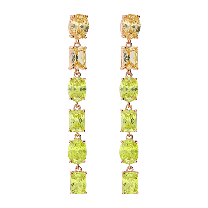 Orecchini Pendenti con Cubic Zirconia Verdi Effetto Degradé