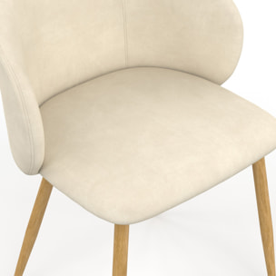 Chaises Léona velours crème et pieds métal bois - lot de 4